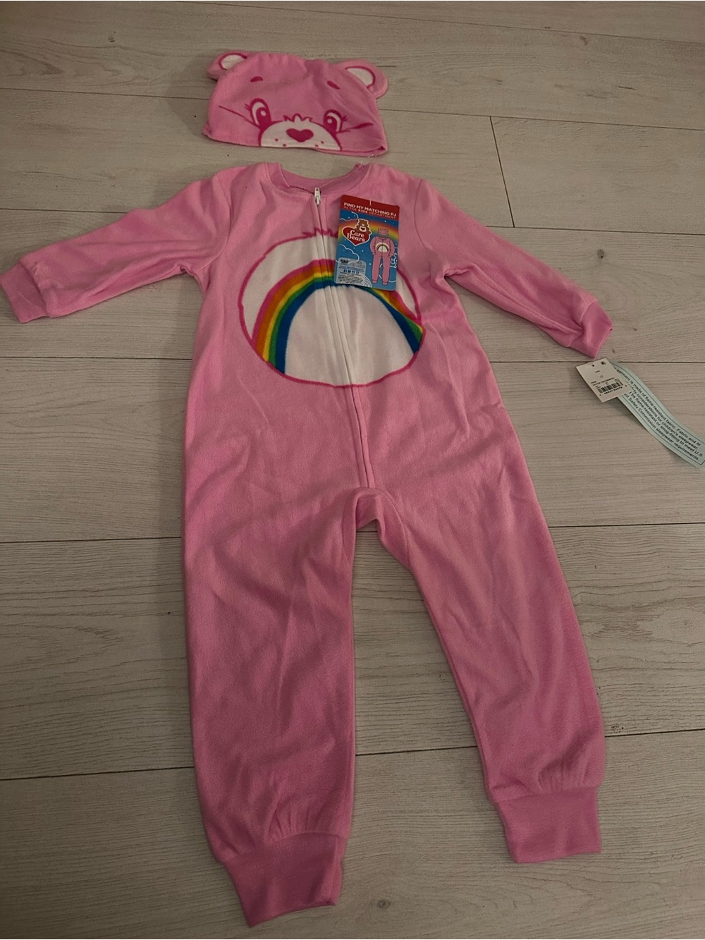 New Care Bears cheer pink Blanket sleep  pajamas with hat